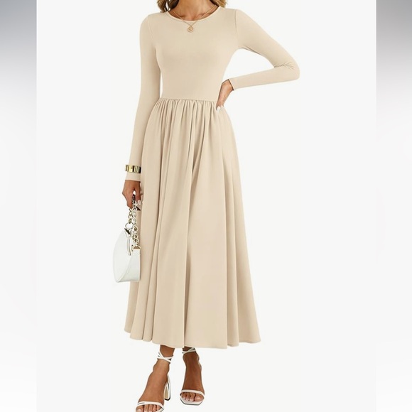 Merokeety Casual Long Sleeve Maxi Dress Pleated Waist 2026 Spring - Picture 2 of 13